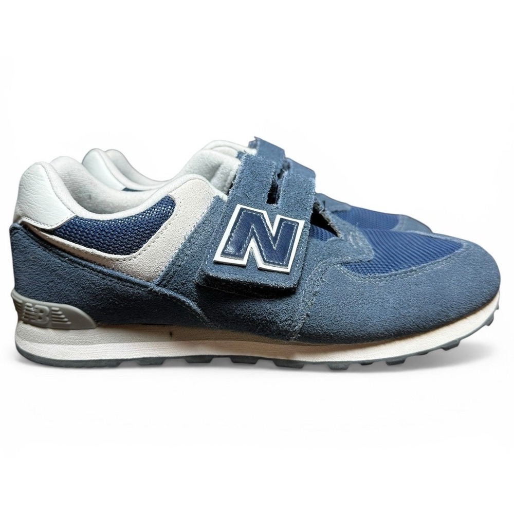 New Balance 574 Hook Loop Blue Suede Sneakers Mens 7 Walking